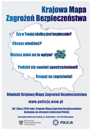 Mapa Polski z hasłami o bezpieczeństwie